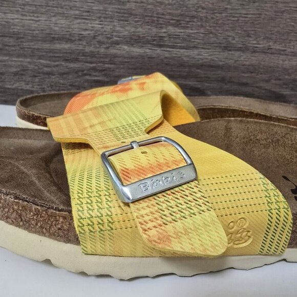 Birkis Birkenstock Womens Sandals Size 40/ US 9-9.5 Yellow Leather Buckle - Picture 2 of 7